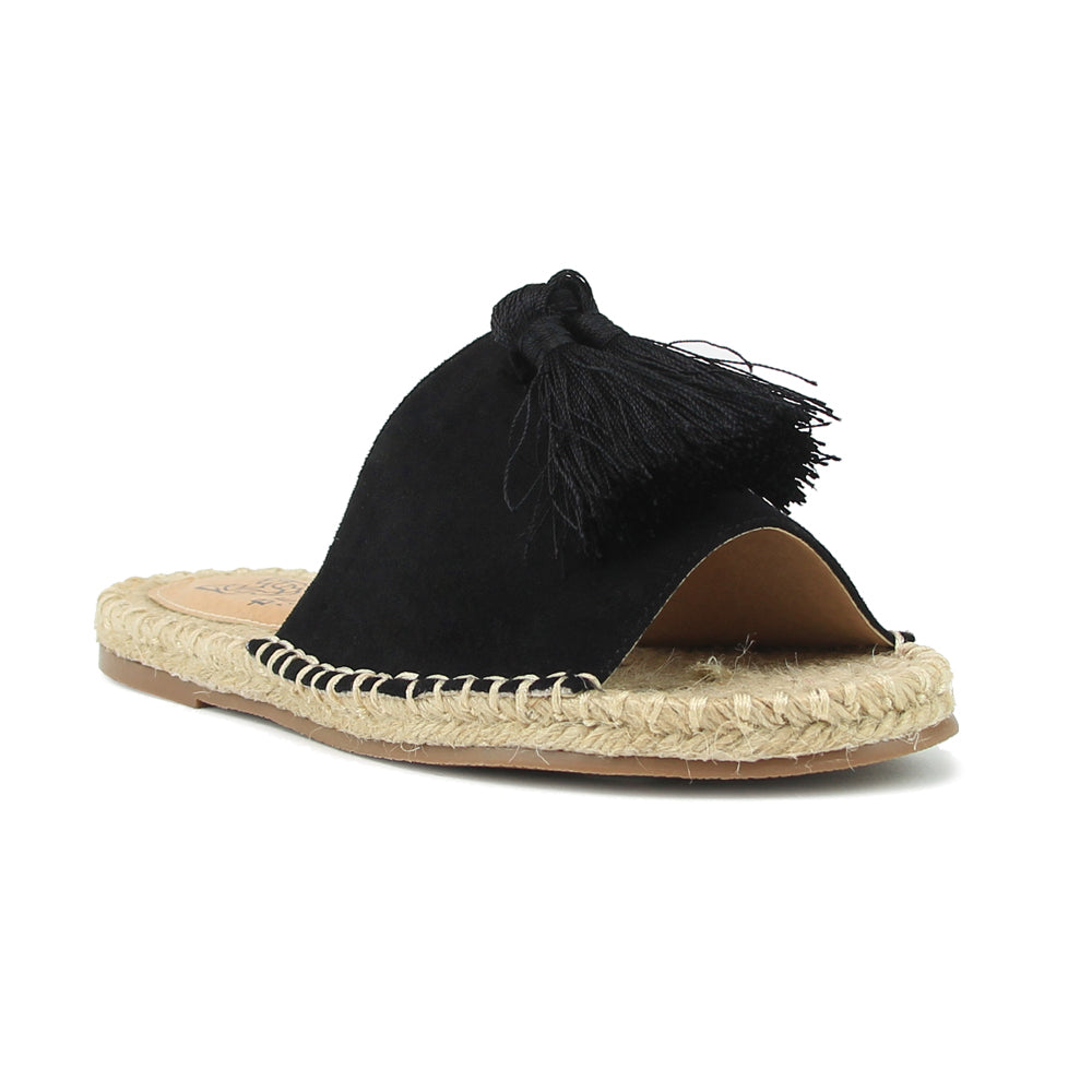 BRIDGET-01 Tassel Espadrille Slide Sandals