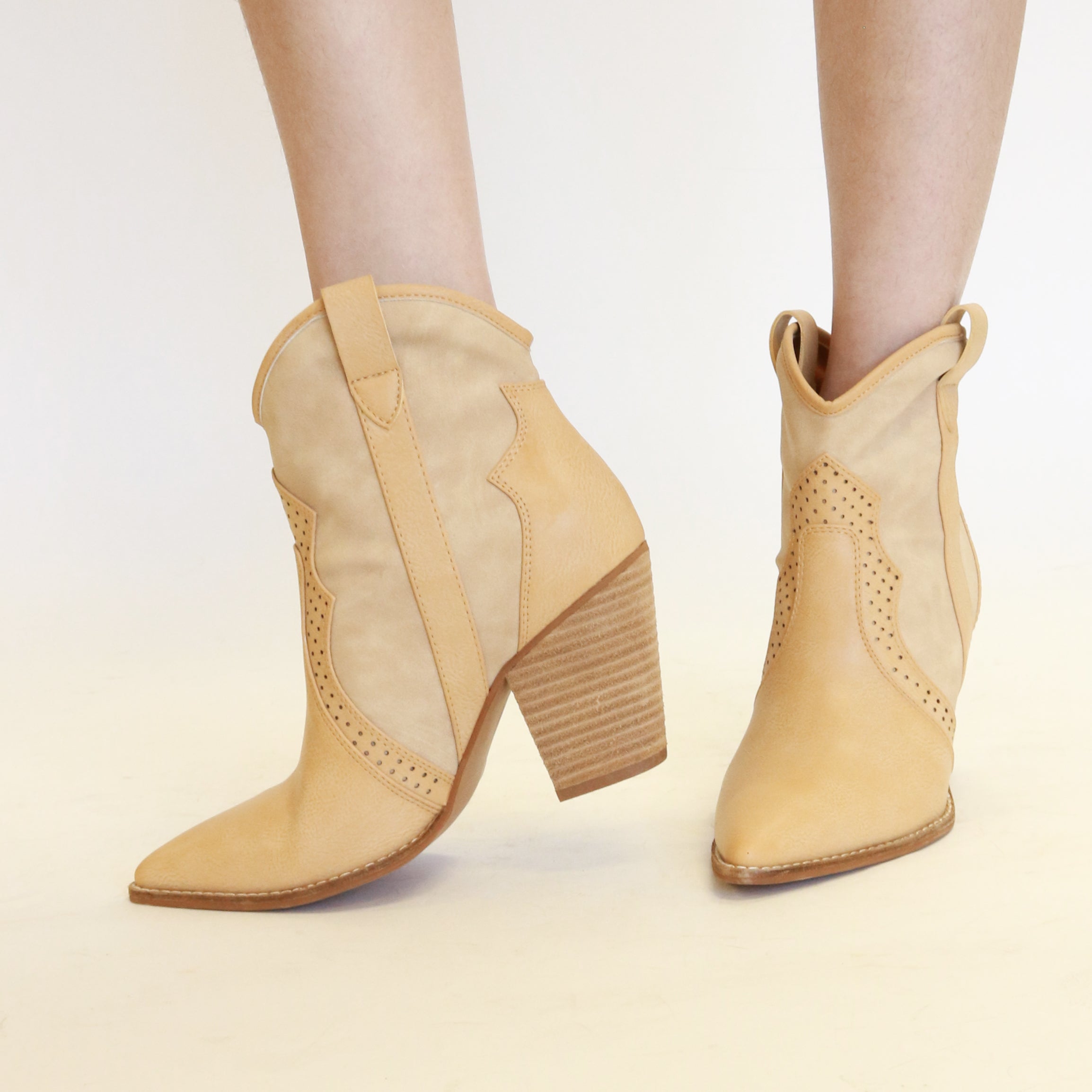 Beast Fashion Faux Leather Metal Toe Ankle Boots